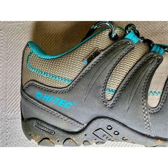 Women's Hi-Tec Romsey Low Grey/Graphite/Blue Waterproof Hiking Shoes Size 7.5 - Picture 9 of 12